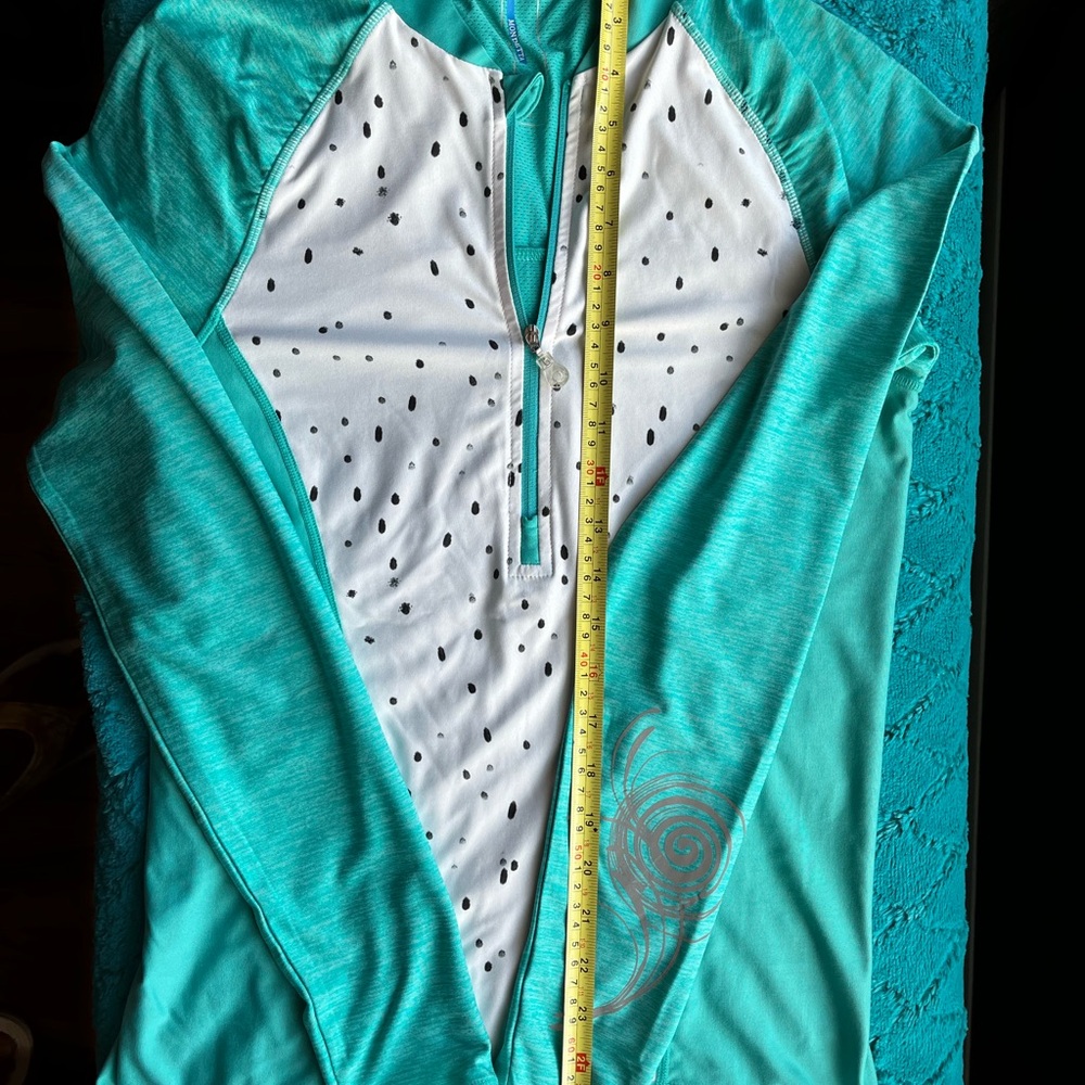 Teal and White Long Sleeve Cycling Top